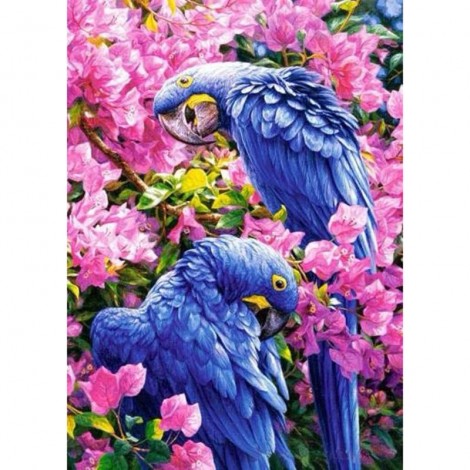Flowers In The Two Parrots Diamond Painting Kit