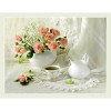 Pink Flowers And Coffee Diamond Painting Kit