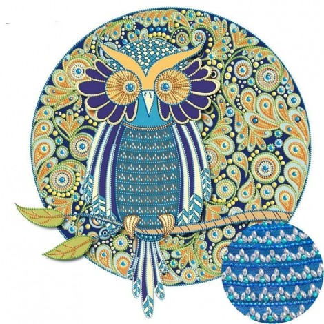 Special Shaped Owl Blue Diamond Painting Kit
