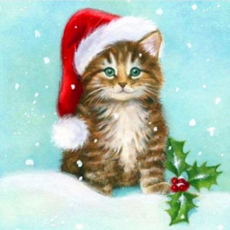 Christmas Cat Little Diamond Painting Kit